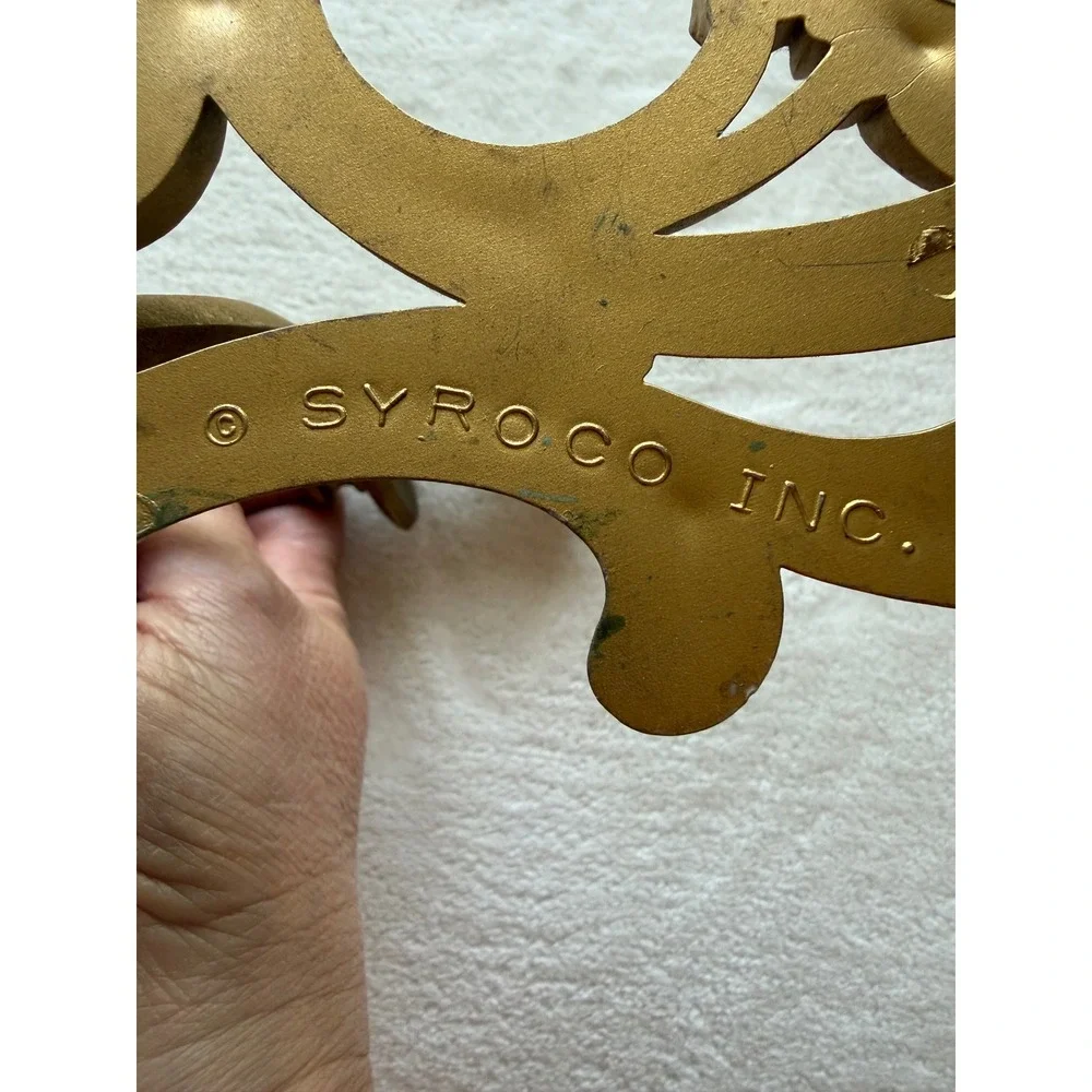 Vintage Syroco Resin Gold Wall Candle Sconce Hollywood Regency‎ Ornate Floral